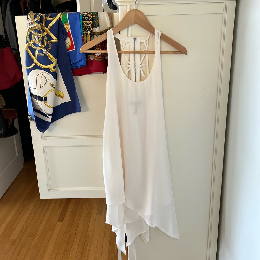 BCBG White Flowy Midi Dress